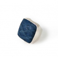 Python Square silver ring Blue